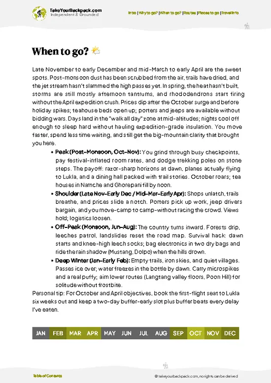 example page 3 from our offline Travel Guide for Nepal