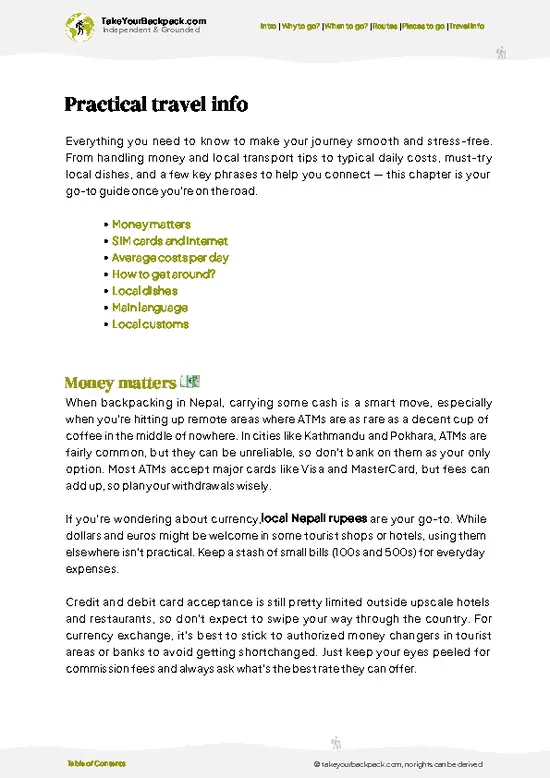 example page 7 from our offline Travel Guide for Nepal