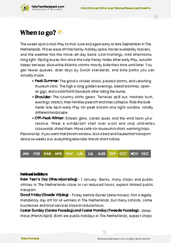 example page 3 from our offline Travel Guide for Netherlands