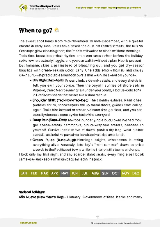 example page 3 from our offline Travel Guide for Nicaragua