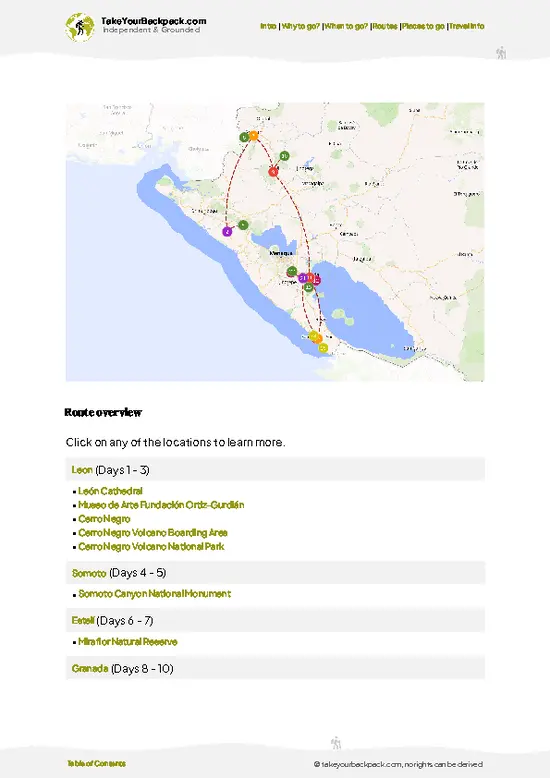 example page 4 from our offline Travel Guide for Nicaragua