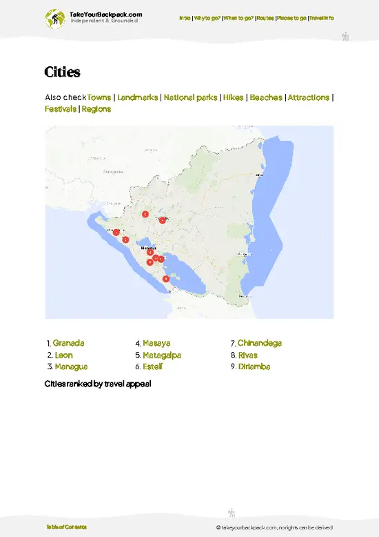 example page 6 from our offline Travel Guide for Nicaragua