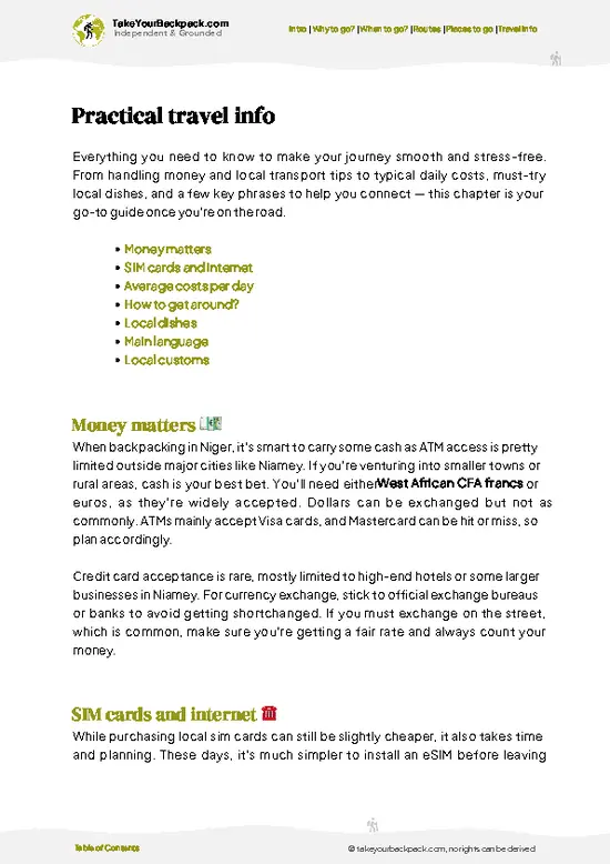 example page 7 from our offline Travel Guide for Niger