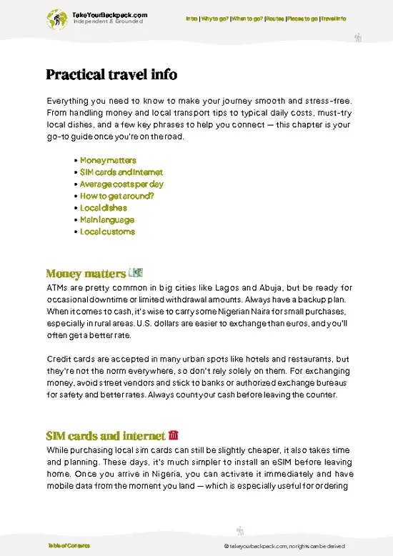 example page 7 from our offline Travel Guide for Nigeria