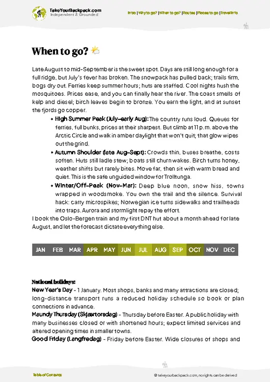 example page 3 from our offline Travel Guide for Norway