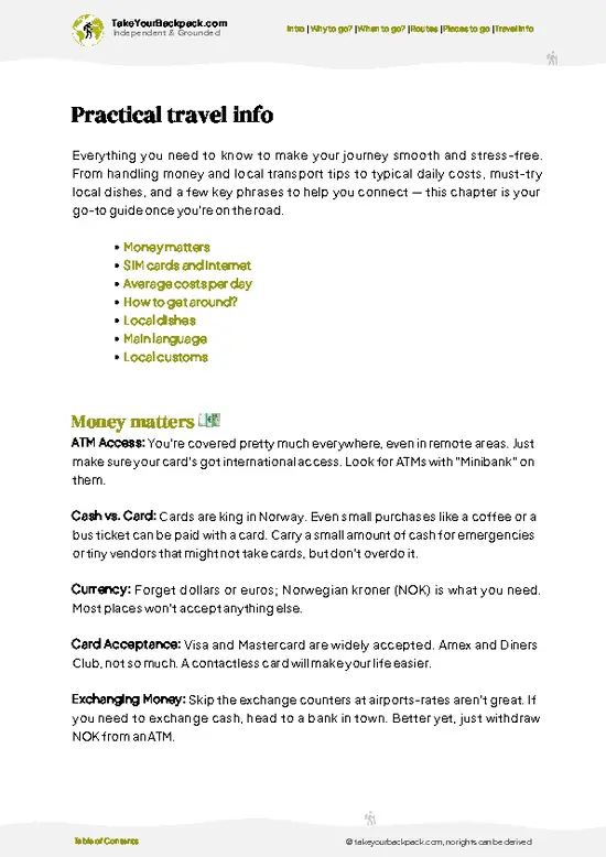 example page 7 from our offline Travel Guide for Norway