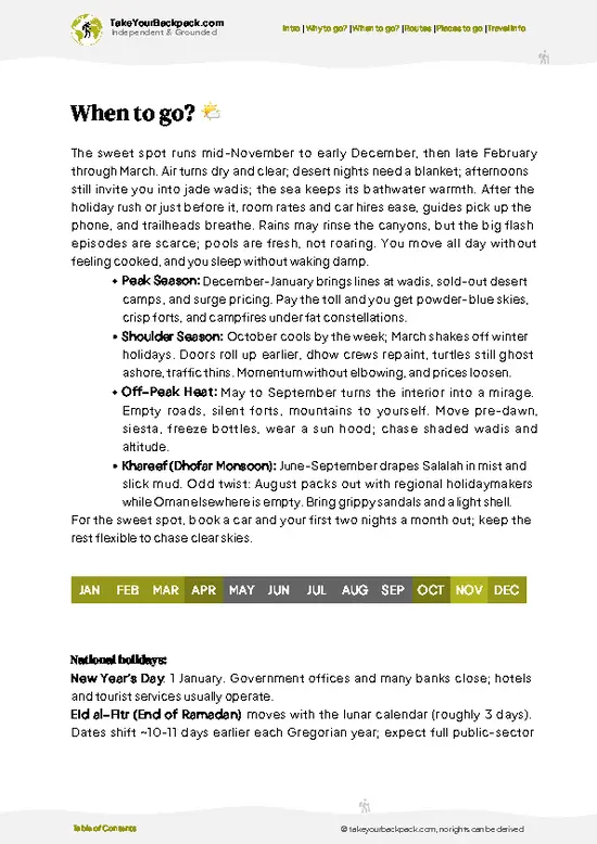 example page 3 from our offline Travel Guide for Oman