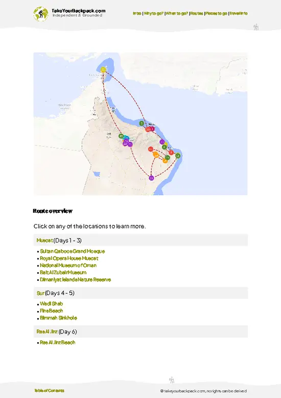 example page 4 from our offline Travel Guide for Oman