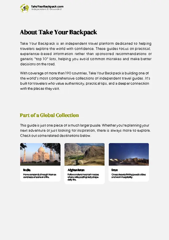 example page 1 from our offline Travel Guide for Pakistan