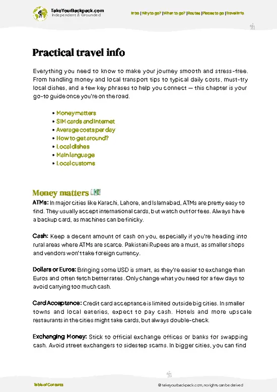 example page 7 from our offline Travel Guide for Pakistan