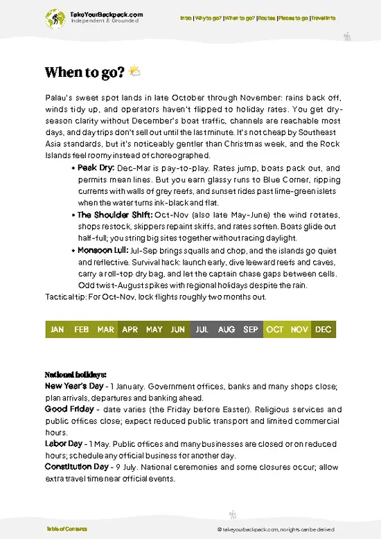 example page 3 from our offline Travel Guide for Palau