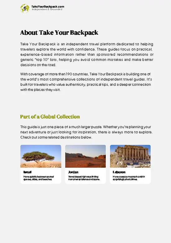 example page 1 from our offline Travel Guide for Palestine