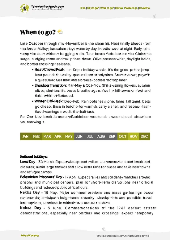 example page 3 from our offline Travel Guide for Palestine