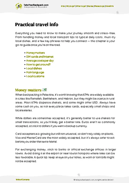 example page 7 from our offline Travel Guide for Palestine