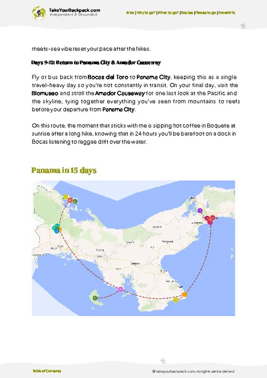 example page 4 from our offline Travel Guide for Panama
