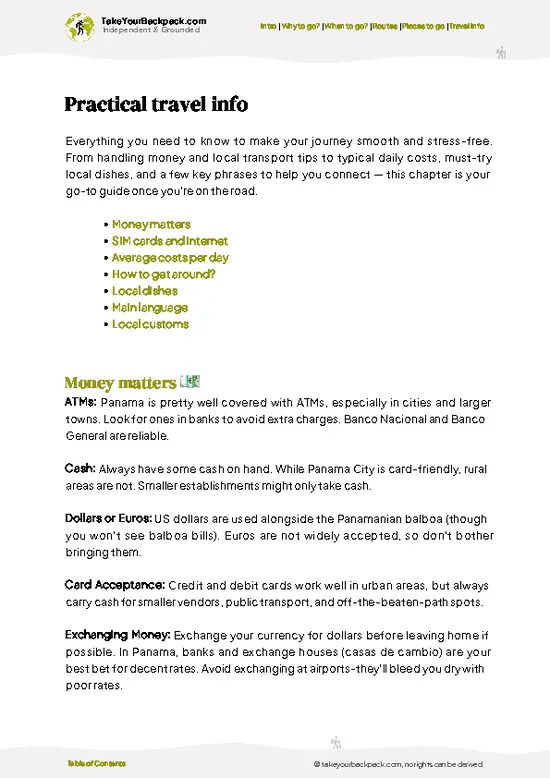 example page 7 from our offline Travel Guide for Panama