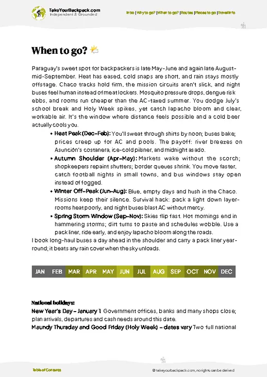 example page 3 from our offline Travel Guide for Paraguay