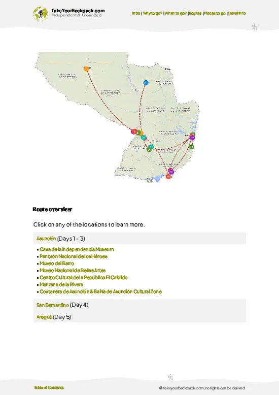 example page 4 from our offline Travel Guide for Paraguay
