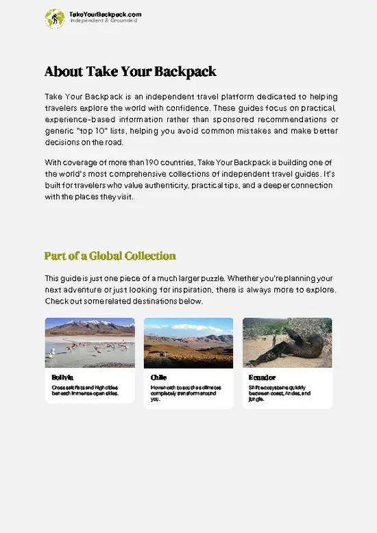 example page 1 from our offline Travel Guide for Peru