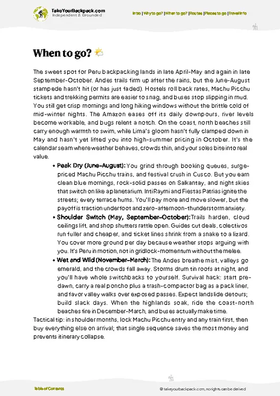 example page 3 from our offline Travel Guide for Peru