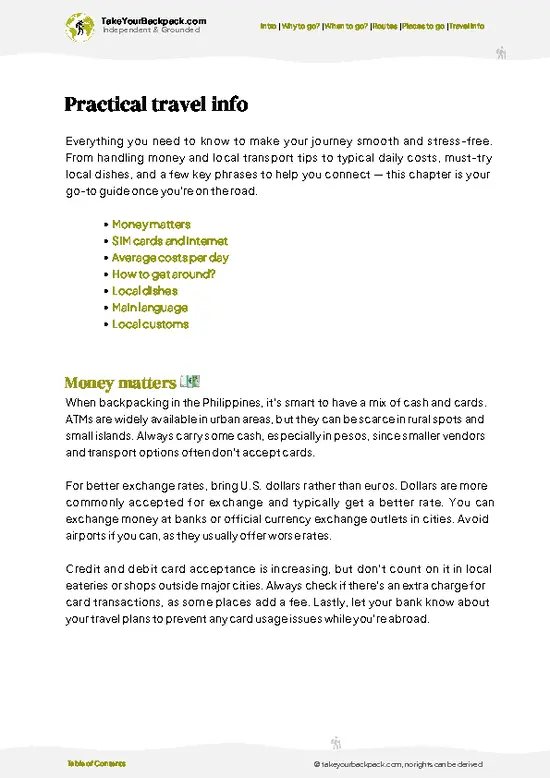 example page 7 from our offline Travel Guide for Philippines