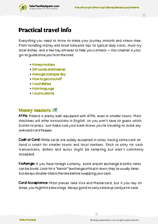 example page 7 from our offline Travel Guide for Poland