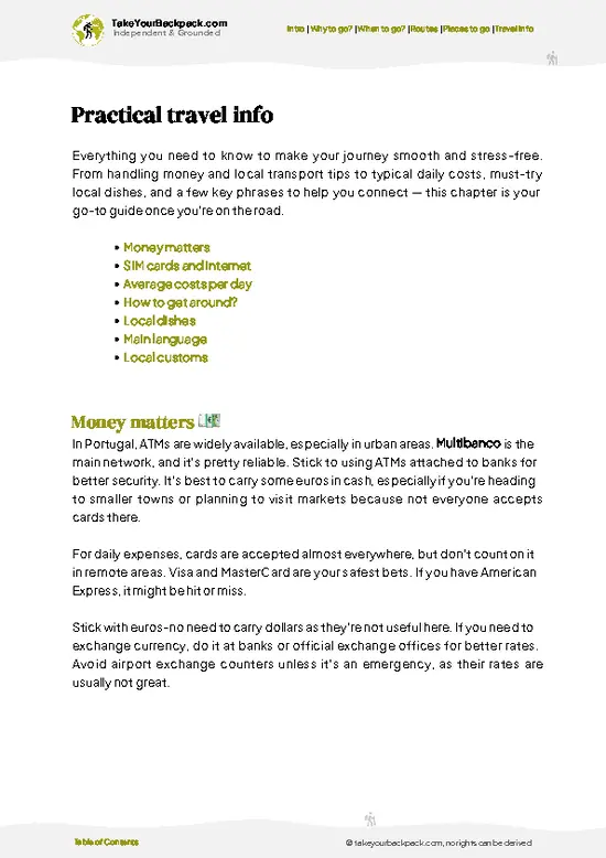 example page 7 from our offline Travel Guide for Portugal