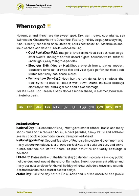 example page 3 from our offline Travel Guide for Qatar