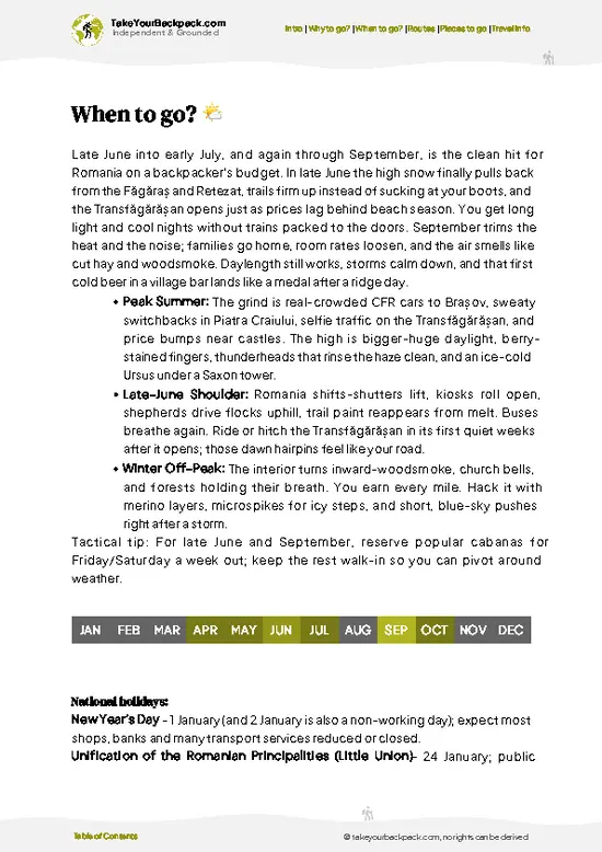 example page 3 from our offline Travel Guide for Romania