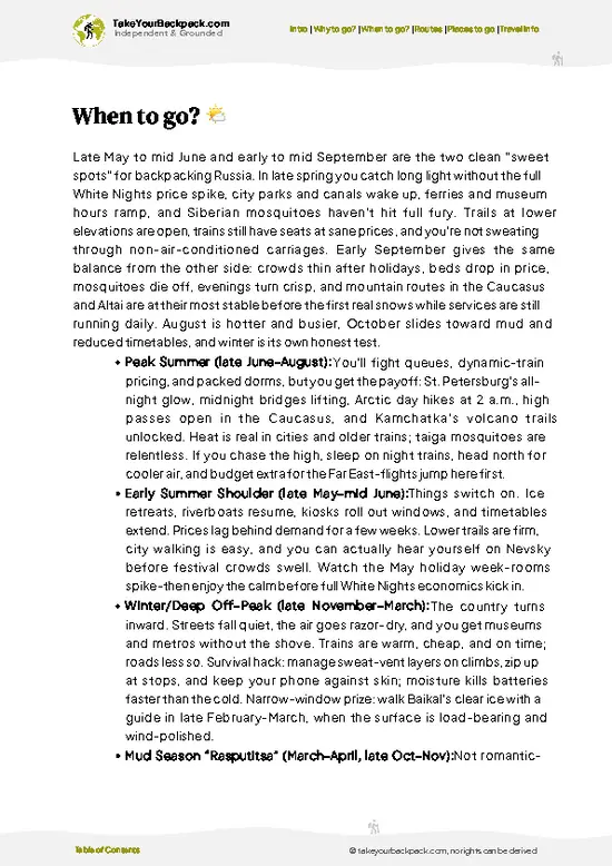 example page 3 from our offline Travel Guide for Russia