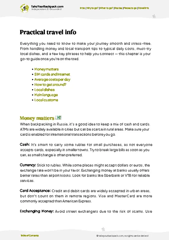 example page 7 from our offline Travel Guide for Russia