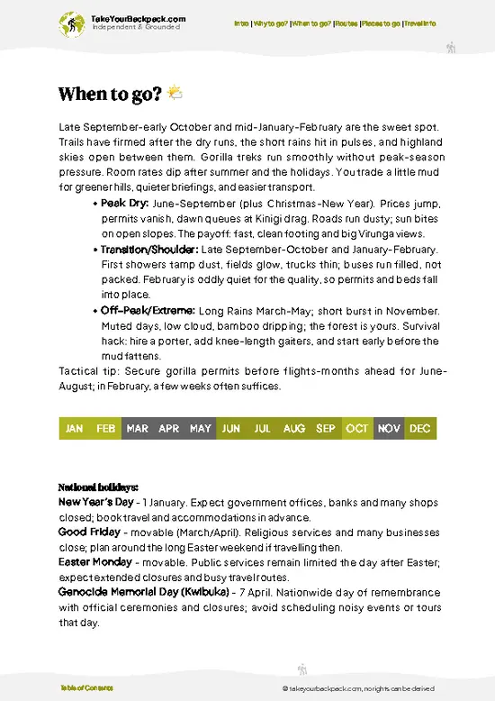 example page 3 from our offline Travel Guide for Rwanda