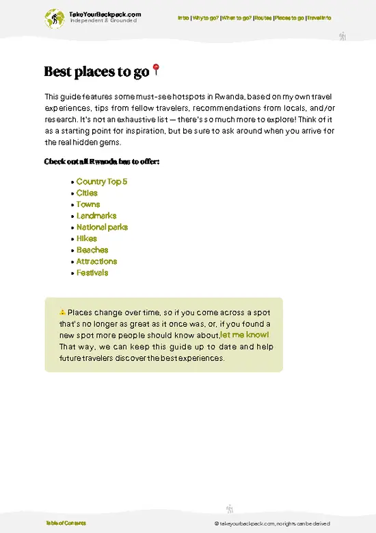 example page 5 from our offline Travel Guide for Rwanda