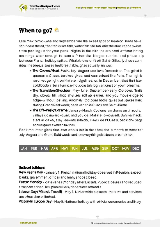 example page 3 from our offline Travel Guide for Réunion