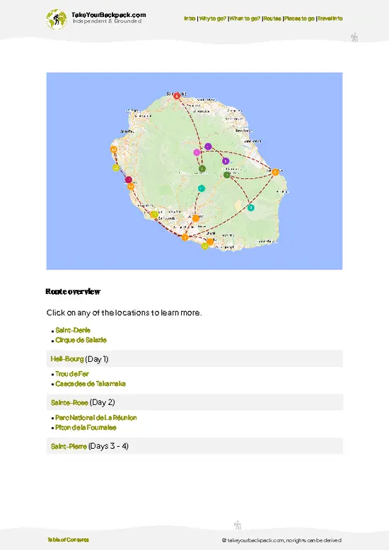 example page 4 from our offline Travel Guide for Réunion