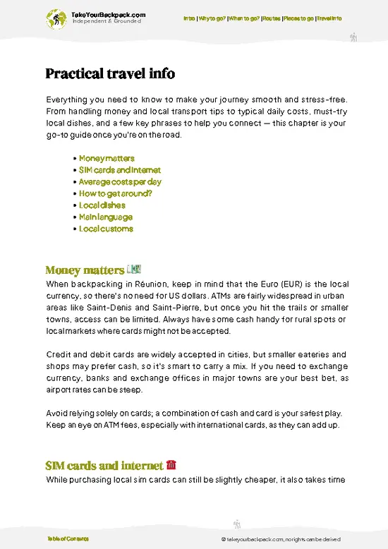 example page 7 from our offline Travel Guide for Réunion