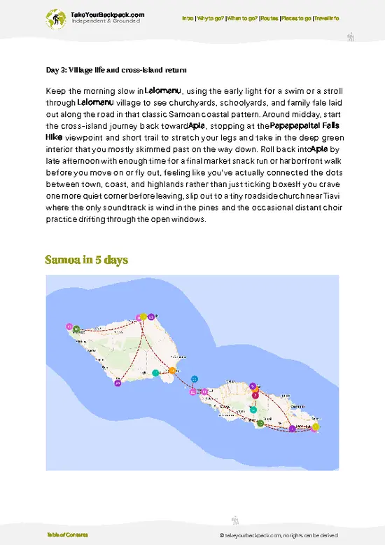 example page 4 from our offline Travel Guide for Samoa