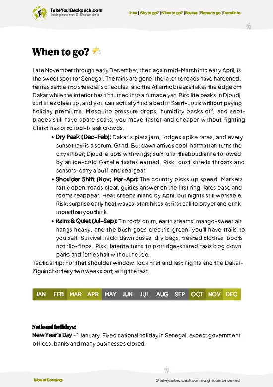 example page 3 from our offline Travel Guide for Senegal