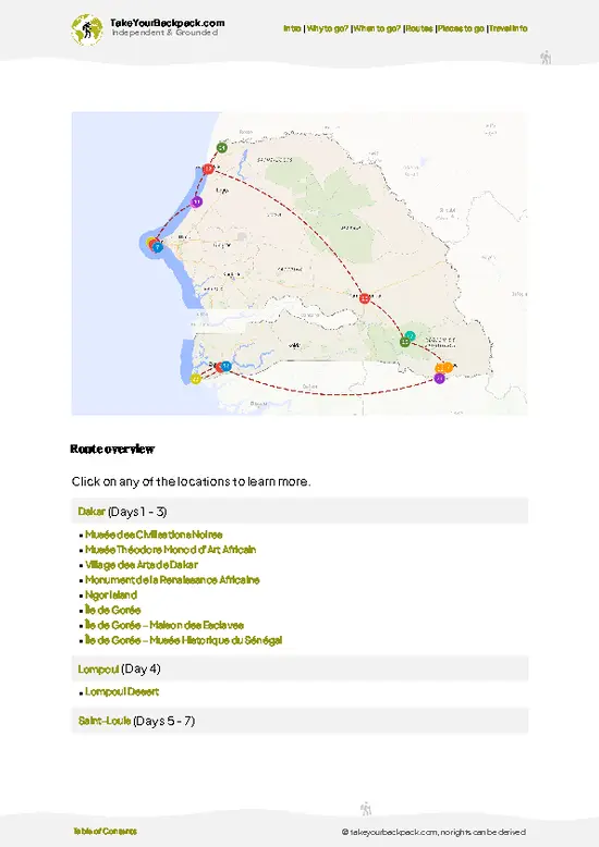 example page 4 from our offline Travel Guide for Senegal