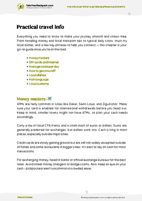 example page 7 from our offline Travel Guide for Senegal