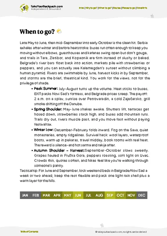 example page 3 from our offline Travel Guide for Serbia