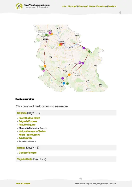 example page 4 from our offline Travel Guide for Serbia