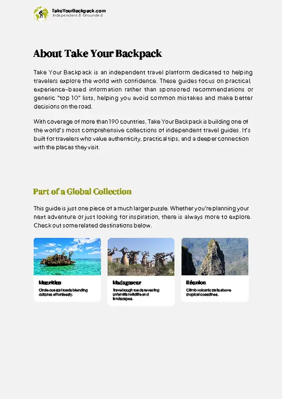 example page 1 from our offline Travel Guide for Seychelles