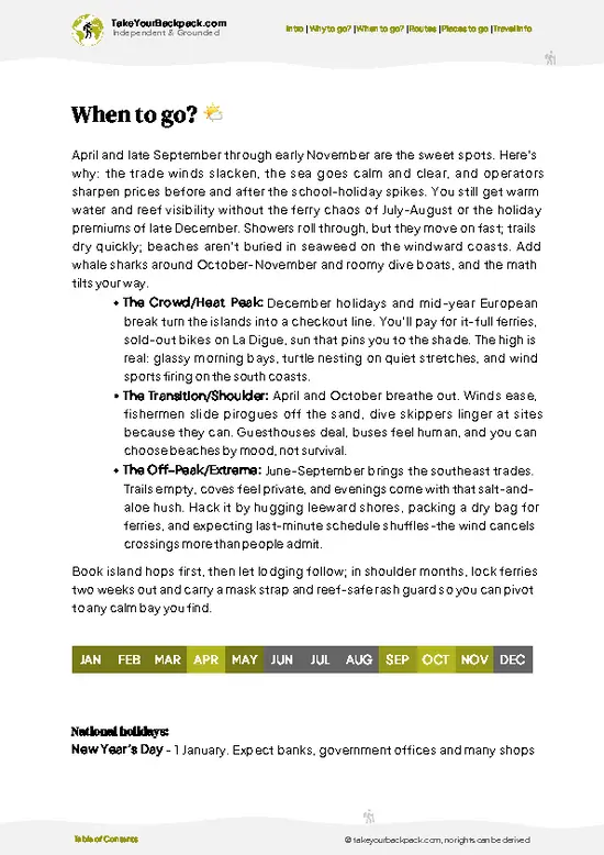 example page 3 from our offline Travel Guide for Seychelles