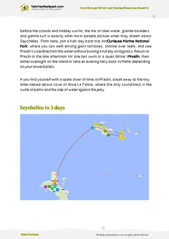 example page 4 from our offline Travel Guide for Seychelles