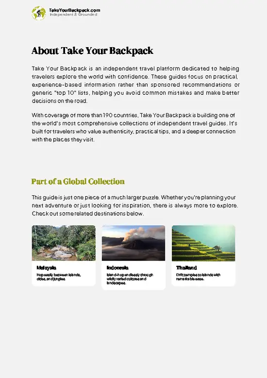example page 1 from our offline Travel Guide for Singapore