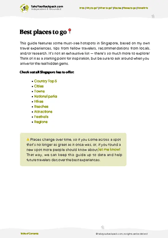 example page 5 from our offline Travel Guide for Singapore