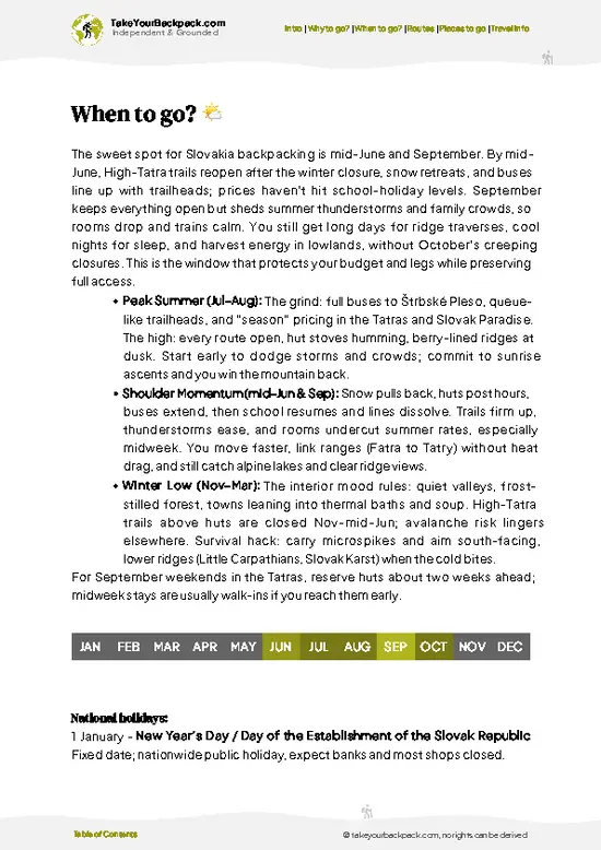 example page 3 from our offline Travel Guide for Slovakia