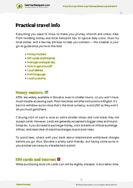 example page 7 from our offline Travel Guide for Slovakia