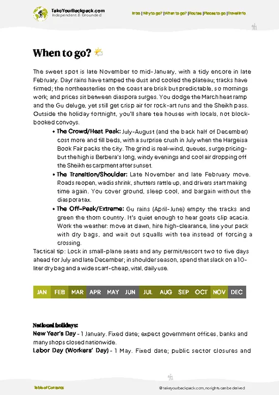 example page 3 from our offline Travel Guide for Somalia